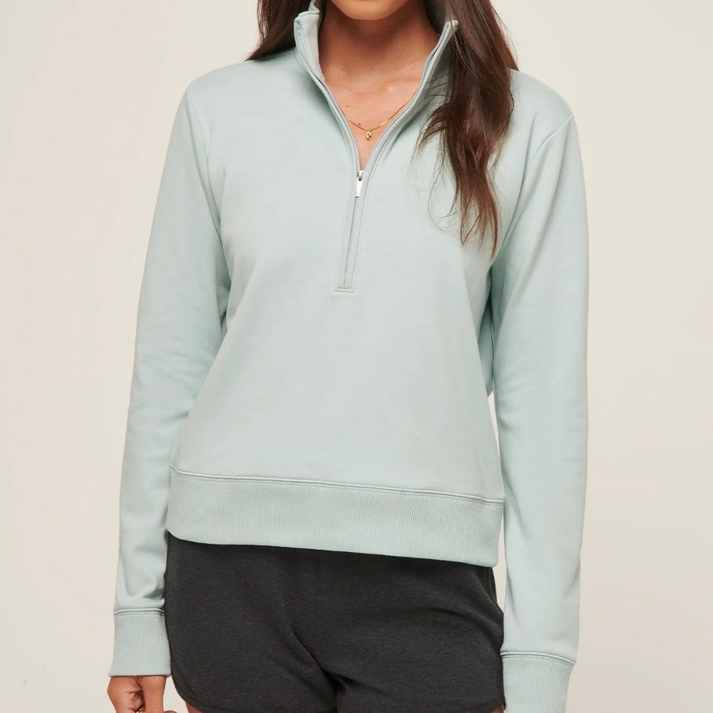 Travis Mathew Women's Cloud Fleece Half Zip Light Blue Pullover Sz L